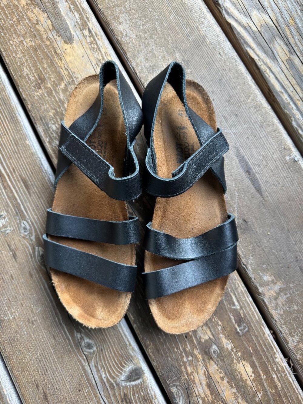 NAOT Black Leather Comfortable Kayla Sandal in Women's 10/EU 41